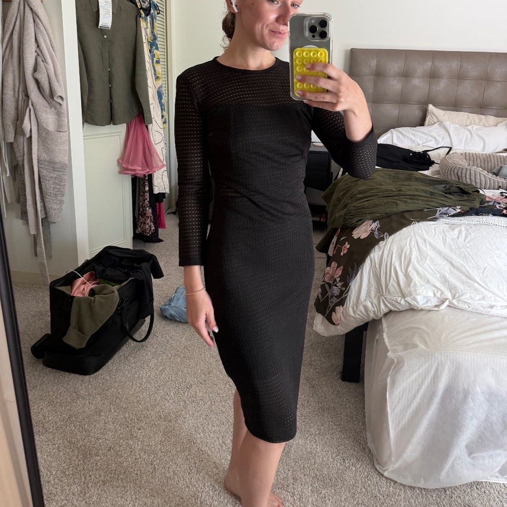 Ali & Jay | Long Sleeve Mesh Midi Dress w/ Cutouts